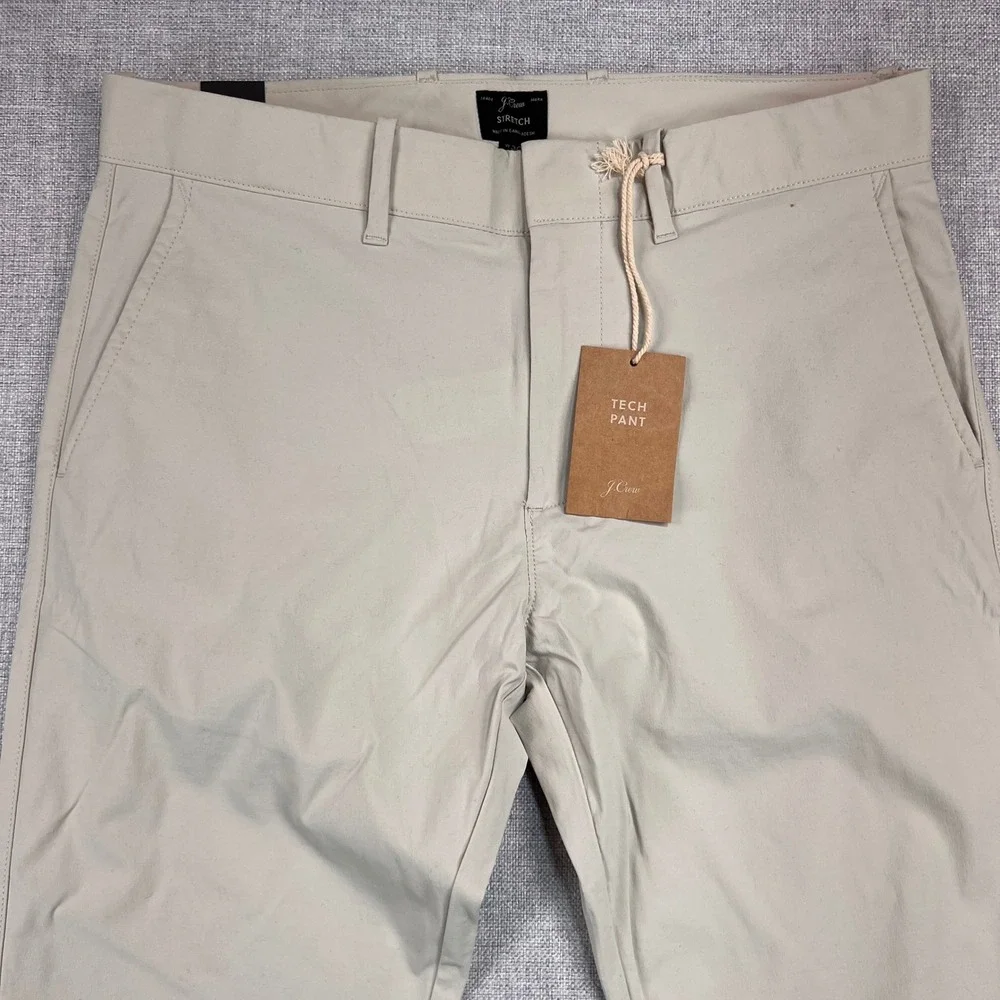 J. Crew 484 Slim Stretch Tech Pants Men 30x32 Khaki Water Resistant Commuter NEW